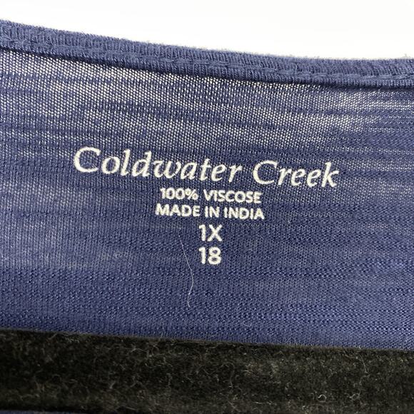 Coldwater Creek Sequin Striped Cap Sleeve Top Women size 1X Blue Gray Roundneck - Picture 9 of 9